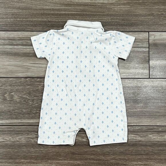 Kissy Kissy Fleur De Lis Short Sleeve Romper Playsuit with Collar Size 3-6M - Picture 3 of 4